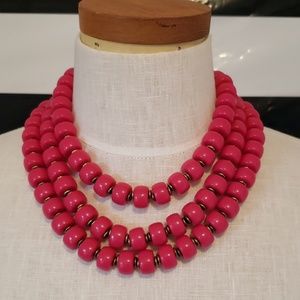 Hot Pink Beaded Layered Necklace by Premier Design